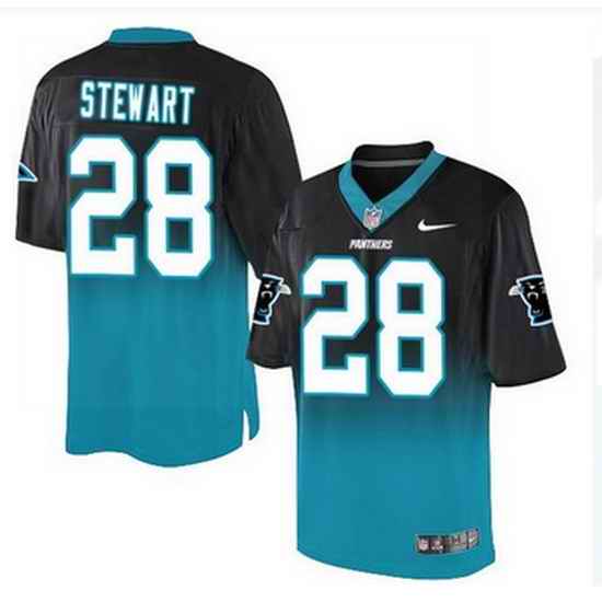 Nike Carolina Panthers #28 Jonathan Stewart BlackBlue Mens Stitched NFL Elite Fadeaway Fashion Jersey